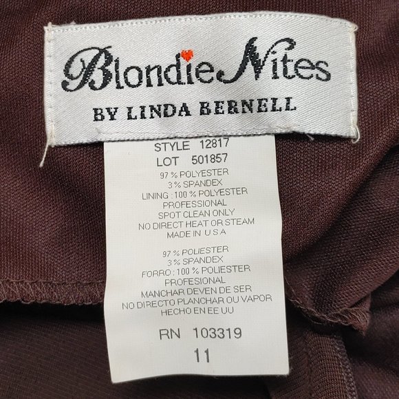 BROWN PARTY DRESS WITH GOLD SEQUINED STRAPS BLONIE NITES BY LINDA BERNELL S11 - Picture 8 of 11